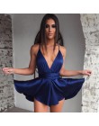 BKLD seksowny pasek satynowa sukienka z odkrytymi plecami Casual głęboki dekolt bez rękawów elegancka nocna impreza Vestidos 202