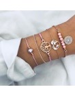 Boho Rose Map bransoletki i Bangles dla kobiet czeski okrągły bransoletka z koralikami zestaw moda wielowarstwowe akcesoria 2019