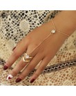 Sindlan złoto duże kryształowe bransoletka pierścionek dla kobiet łańcuch na rękę biżuteria moda ręcznie z powrotem bransoletki 