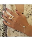 Sindlan złoto duże kryształowe bransoletka pierścionek dla kobiet łańcuch na rękę biżuteria moda ręcznie z powrotem bransoletki 