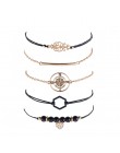 DIEZI czeski czarne koraliki łańcuch bransoletki bransoletki dla kobiet moda serce kompas złoty kolor łańcuch zestawy bransolete