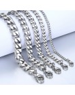 3-11mm męskie bransoletki srebrny kolor stal nierdzewna Curb kubański Link Chain bransoletki mężczyźni kobiety biżuteria hurtowy