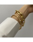 SRCOI 2/szt. Zestaw złoty kolor metalowy łańcuszek Link kreatywny bransoletka bambusowa bransoletka 2020 nowych moda Punk branso