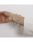 SRCOI 2/szt. Zestaw złoty kolor metalowy łańcuszek Link kreatywny bransoletka bambusowa bransoletka 2020 nowych moda Punk branso