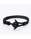 Kotwica bransoletka mężczyźni urok Survival Rope Chain bransoletki Paracord moda czarny kolor kotwica bransoletka męska dopasowa