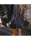 Sukienka kancoold damski modny lampion rękaw w stylu Casual, w paski sukienka z dekoltem w serek Casual wzburzyć mini impreza su