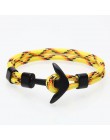 Kotwica bransoletka mężczyźni urok Survival Rope Chain bransoletki Paracord moda czarny kolor kotwica bransoletka męska dopasowa