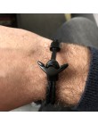 Kotwica bransoletka mężczyźni urok Survival Rope Chain bransoletki Paracord moda czarny kolor kotwica bransoletka męska dopasowa