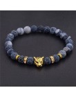 DUOVEI wietrzenie kamień Leopard Head bransoletka z paciorkami dla mężczyzn nowe mody z kamienia naturalnego tygrysie oko Onyx L
