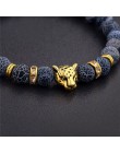 DUOVEI wietrzenie kamień Leopard Head bransoletka z paciorkami dla mężczyzn nowe mody z kamienia naturalnego tygrysie oko Onyx L