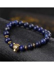 DUOVEI wietrzenie kamień Leopard Head bransoletka z paciorkami dla mężczyzn nowe mody z kamienia naturalnego tygrysie oko Onyx L