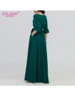S. FLAVOR kolor zielony kobieta O-Neck długa sukienka styl boho Slim Vestidos Vintage 3/4 latarnia rękaw w stylu casual, letnia 
