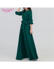 S. FLAVOR kolor zielony kobieta O-Neck długa sukienka styl boho Slim Vestidos Vintage 3/4 latarnia rękaw w stylu casual, letnia 