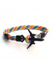2019 nowy Boeing samolot mężczyźni kotwica bransoletka Rope Chain czarny Charm bransoletki dla kobiet mężczyzna Survival styl lo