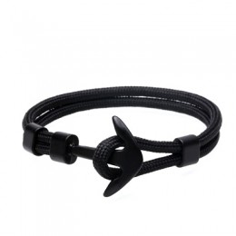 Kotwica bransoletka mężczyźni urok Survival Rope Chain bransoletki Paracord moda czarny kolor kotwica bransoletka męska dopasowa