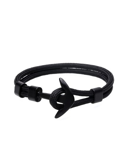 Kotwica bransoletka mężczyźni urok Survival Rope Chain bransoletki Paracord moda czarny kolor kotwica bransoletka męska dopasowa