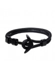 Kotwica bransoletka mężczyźni urok Survival Rope Chain bransoletki Paracord moda czarny kolor kotwica bransoletka męska dopasowa