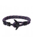Kotwica bransoletka mężczyźni urok Survival Rope Chain bransoletki Paracord moda czarny kolor kotwica bransoletka męska dopasowa