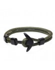 Kotwica bransoletka mężczyźni urok Survival Rope Chain bransoletki Paracord moda czarny kolor kotwica bransoletka męska dopasowa