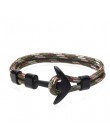 Kotwica bransoletka mężczyźni urok Survival Rope Chain bransoletki Paracord moda czarny kolor kotwica bransoletka męska dopasowa