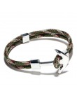 Kotwica bransoletka mężczyźni urok Survival Rope Chain bransoletki Paracord moda czarny kolor kotwica bransoletka męska dopasowa