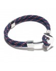 Kotwica bransoletka mężczyźni urok Survival Rope Chain bransoletki Paracord moda czarny kolor kotwica bransoletka męska dopasowa