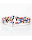 Kotwica bransoletka mężczyźni urok Survival Rope Chain bransoletki Paracord moda czarny kolor kotwica bransoletka męska dopasowa