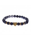 DUOVEI wietrzenie kamień Leopard Head bransoletka z paciorkami dla mężczyzn nowe mody z kamienia naturalnego tygrysie oko Onyx L