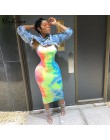 Hugcitar tie dye slip backless sexy 2019 lato jesień kobiety moda wysoka talia slim party elegancka sukienka bodycon midi