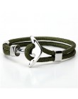 Kotwica bransoletka mężczyźni urok Survival Rope Chain bransoletki Paracord moda czarny kolor kotwica bransoletka męska dopasowa