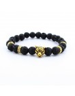 DUOVEI wietrzenie kamień Leopard Head bransoletka z paciorkami dla mężczyzn nowe mody z kamienia naturalnego tygrysie oko Onyx L