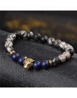 DUOVEI wietrzenie kamień Leopard Head bransoletka z paciorkami dla mężczyzn nowe mody z kamienia naturalnego tygrysie oko Onyx L