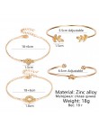 4 sztuk/zestaw moda liść bohemy okrągły węzeł bransoletka mankiet złoty łańcuch Charm bransoletka Bangle dla kobiet proste geome