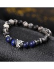 DUOVEI wietrzenie kamień Leopard Head bransoletka z paciorkami dla mężczyzn nowe mody z kamienia naturalnego tygrysie oko Onyx L