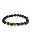 DUOVEI wietrzenie kamień Leopard Head bransoletka z paciorkami dla mężczyzn nowe mody z kamienia naturalnego tygrysie oko Onyx L