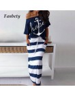 Fanbety kobiety sexy off shoulder zestawy dwuczęściowe sukienka kotwica łodzi koszule z nadrukiem sukienka w paski zestawy Lady 
