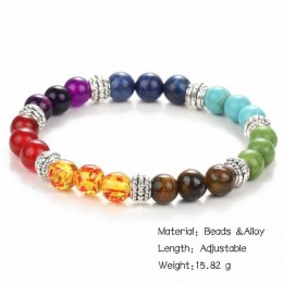 Jeśli mnie moda 7 bransoletka Chakra mężczyźni czarna lawa uzdrowienie koraliki równowagi modlitwa buddyjska reiki bransoletka d