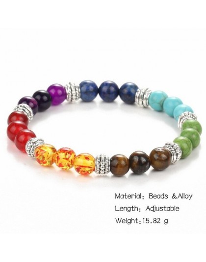 Jeśli mnie moda 7 bransoletka Chakra mężczyźni czarna lawa uzdrowienie koraliki równowagi modlitwa buddyjska reiki bransoletka d