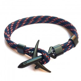 2019 nowy Boeing samolot mężczyźni kotwica bransoletka Rope Chain czarny Charm bransoletki dla kobiet mężczyzna Survival styl lo