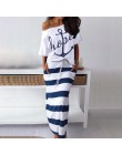 Fanbety kobiety sexy off shoulder zestawy dwuczęściowe sukienka kotwica łodzi koszule z nadrukiem sukienka w paski zestawy Lady 