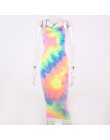 Hugcitar tie dye slip backless sexy 2019 lato jesień kobiety moda wysoka talia slim party elegancka sukienka bodycon midi