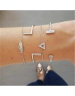 4 sztuk/zestaw moda liść bohemy okrągły węzeł bransoletka mankiet złoty łańcuch Charm bransoletka Bangle dla kobiet proste geome