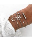 4 sztuk/zestaw moda liść bohemy okrągły węzeł bransoletka mankiet złoty łańcuch Charm bransoletka Bangle dla kobiet proste geome