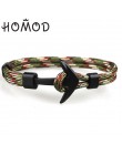 HOMOD 2019 New Fashion czarny kolor kotwica bransoletki mężczyźni urok Survival Rope Chain bransoletka Paracord męska dopasowana