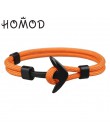 HOMOD 2019 New Fashion czarny kolor kotwica bransoletki mężczyźni urok Survival Rope Chain bransoletka Paracord męska dopasowana