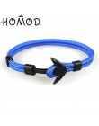 HOMOD 2019 New Fashion czarny kolor kotwica bransoletki mężczyźni urok Survival Rope Chain bransoletka Paracord męska dopasowana