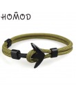 HOMOD 2019 New Fashion czarny kolor kotwica bransoletki mężczyźni urok Survival Rope Chain bransoletka Paracord męska dopasowana