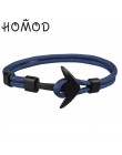 HOMOD 2019 New Fashion czarny kolor kotwica bransoletki mężczyźni urok Survival Rope Chain bransoletka Paracord męska dopasowana