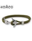 HOMOD 2019 New Fashion czarny kolor kotwica bransoletki mężczyźni urok Survival Rope Chain bransoletka Paracord męska dopasowana