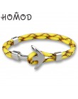 HOMOD 2019 New Fashion czarny kolor kotwica bransoletki mężczyźni urok Survival Rope Chain bransoletka Paracord męska dopasowana